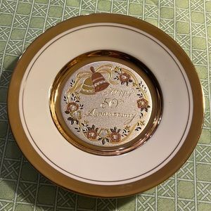50th Anniversary 6” China Plate by The Art of Chokin 24KT Gold Rim